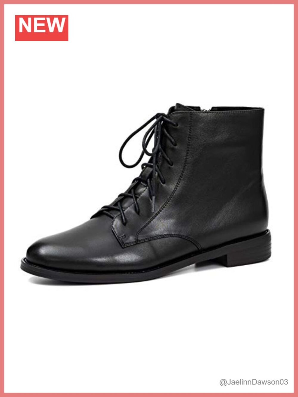 Women's Lace-Up Leather Ankle Boots, Fashion Casual Block Heel Slip-On